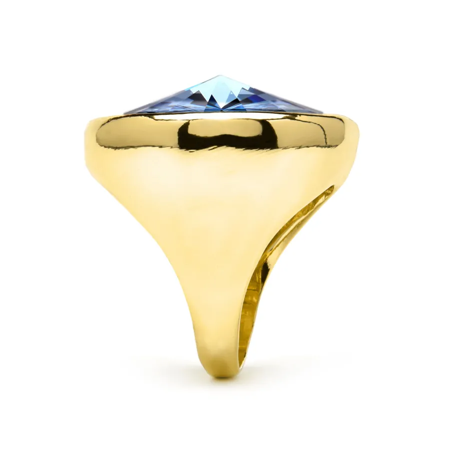 Anillo acabado oro amarillo de 18k y Cristal Azul - Cuako