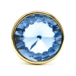 Anillo acabado oro amarillo de 18k y Cristal Azul - Cuako