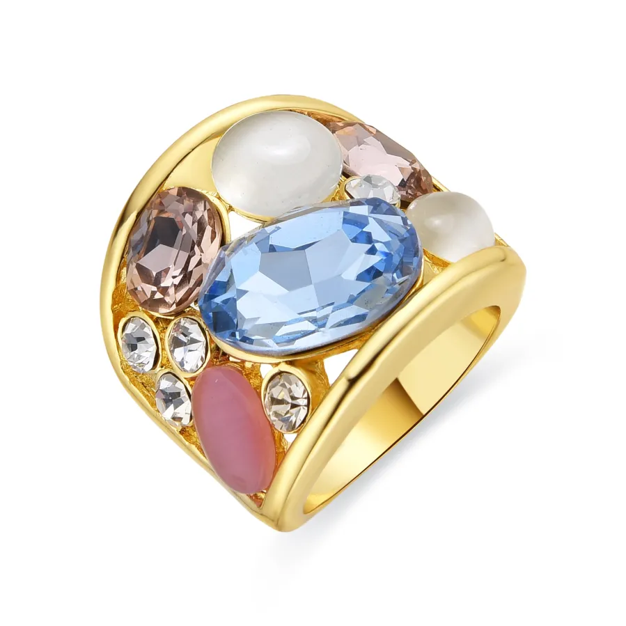 Anillo acabado oro amarillo de 18k y Cristal Multicolor - Sionu