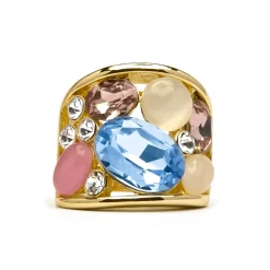 Anillo acabado oro amarillo de 18k y Cristal Multicolor - Sionu