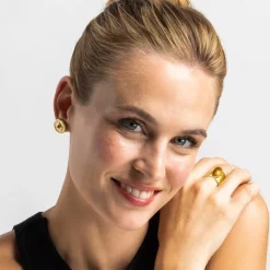 Anillo con Ojo de Tigre acabado oro 18k - Anleh
