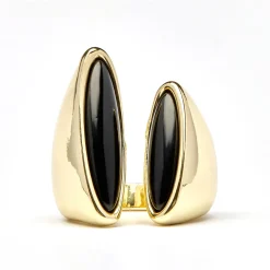Anillo con Resina Negra acabado oro 18k - Modwi