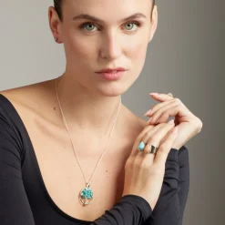 Anillo de Agata Azul acabado en rodio - Sheak
