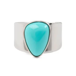 Anillo de Agata Azul acabado en rodio - Sheak