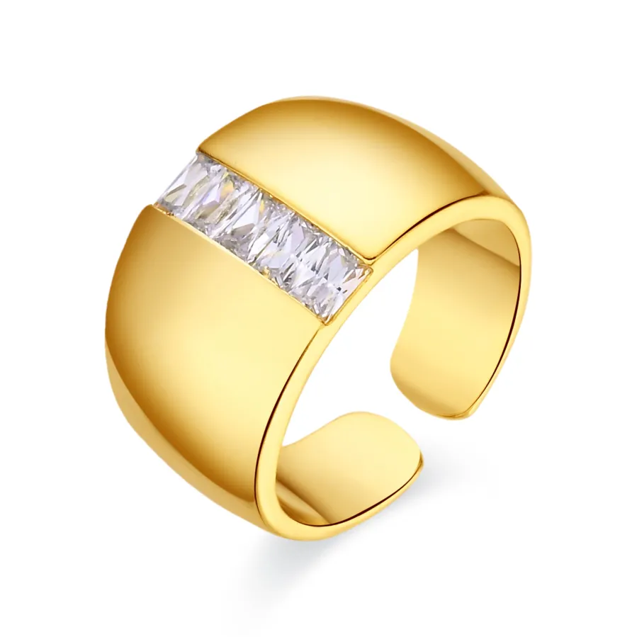 Anillo de Circonita Brillante acabado en oro amarillo de 18k - Hiddon