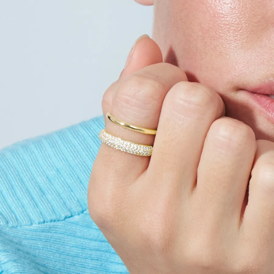 Anillo de Circonita Brillante acabado en oro amarillo de 18k - Armoshi
