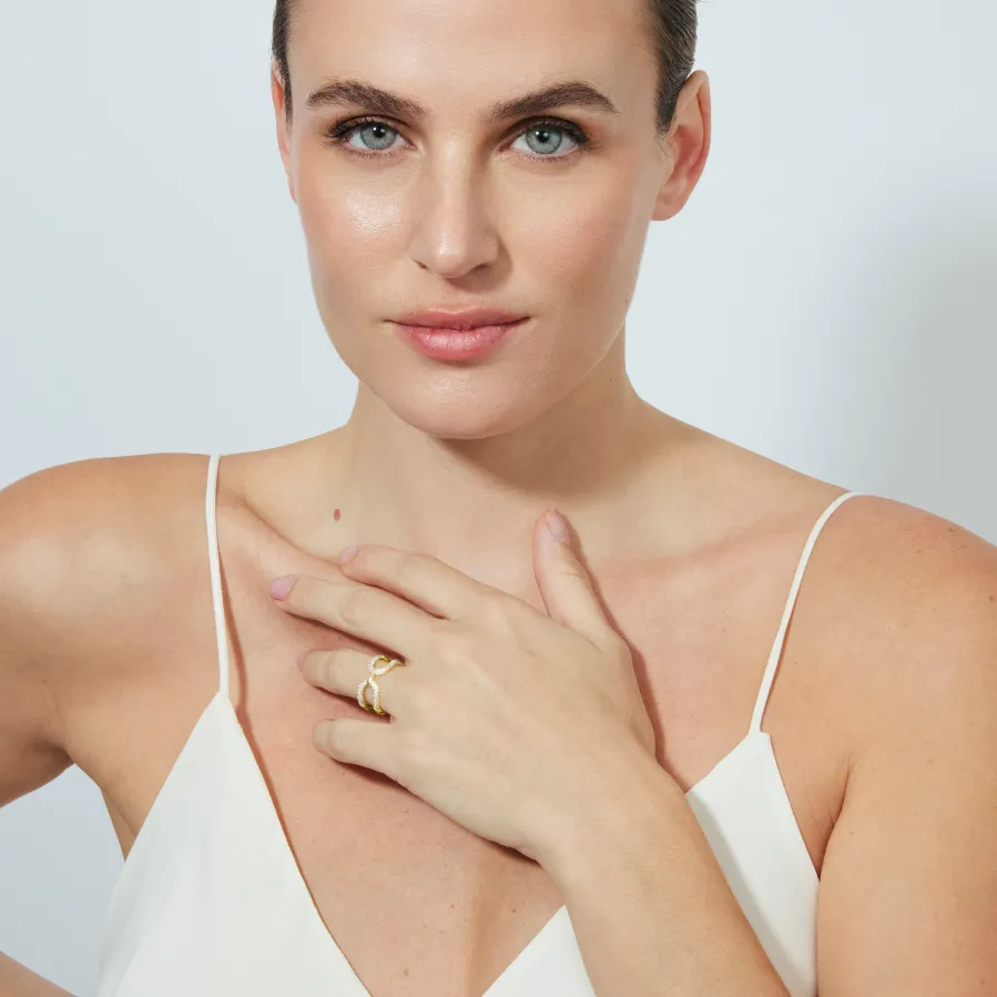 Anillo de Circonita Brillante acabado en oro amarillo de 18k - Kafrik