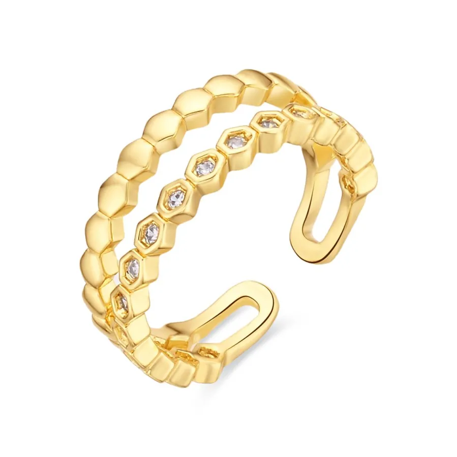 Anillo de Circonita Brillante acabado en oro amarillo de 18k - Anami