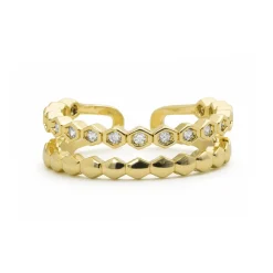Anillo de Circonita Brillante acabado en oro amarillo de 18k - Anami