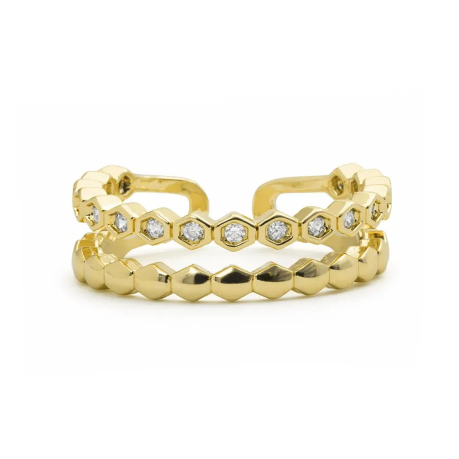 Anillo de Circonita Brillante acabado en oro amarillo de 18k - Anami