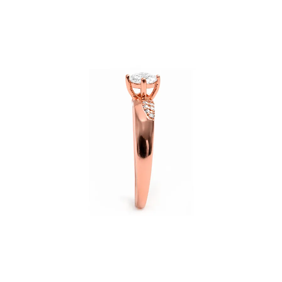Anillo de Circonita Brillante acabado en oro rosa de 18k - Wedal