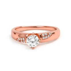 Anillo de Circonita Brillante acabado en oro rosa de 18k - Wedal