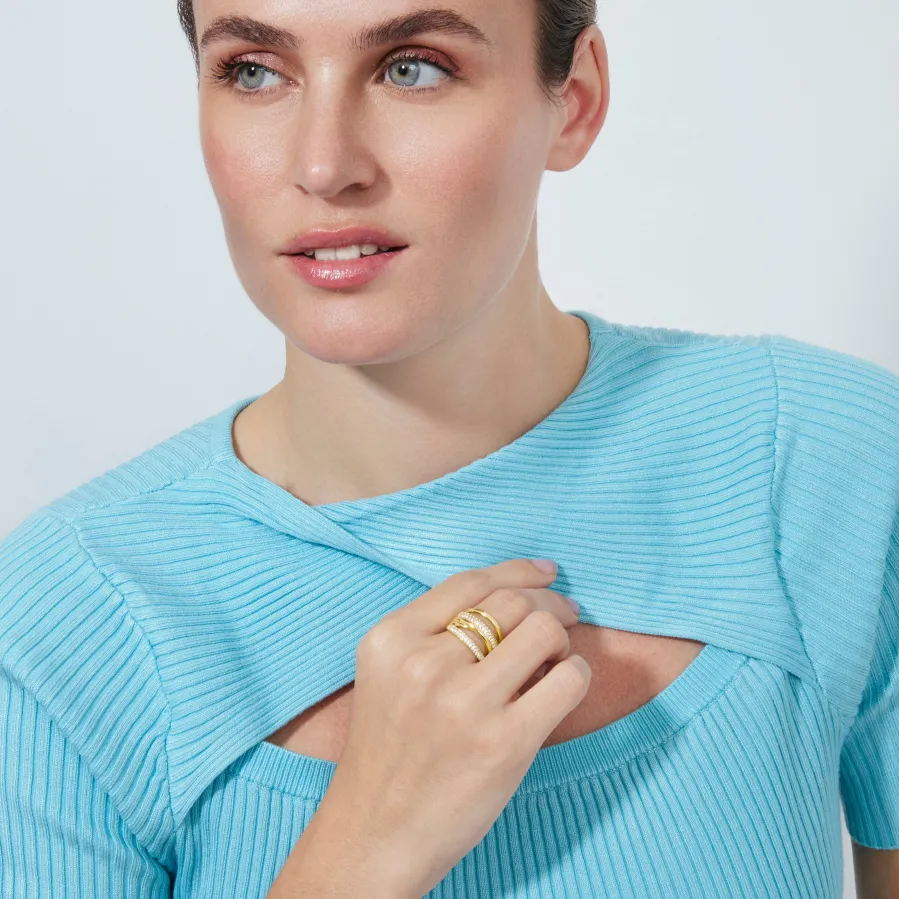 Anillo de Circonita Brillante acabado en oro amarillo de 18k - Raves