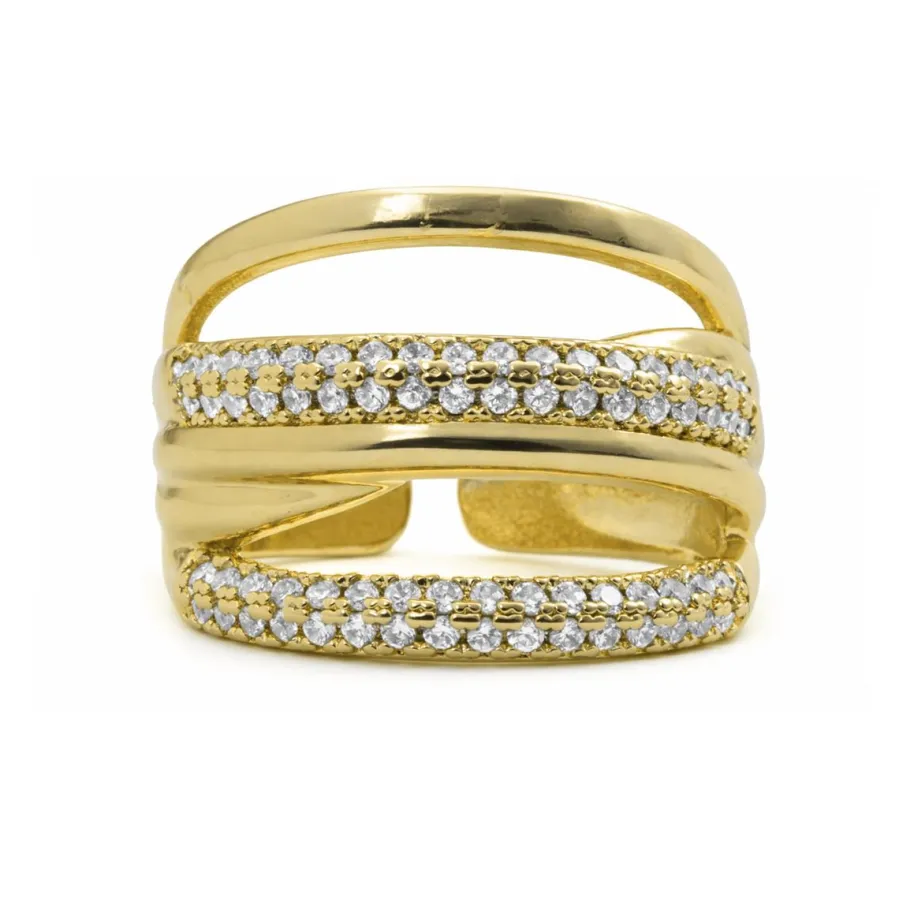Anillo de Circonita Brillante acabado en oro amarillo de 18k - Raves