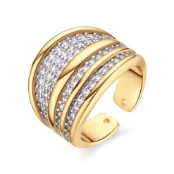 Anillo de Circonita Brillante acabado en oro amarillo de 18k - Hika