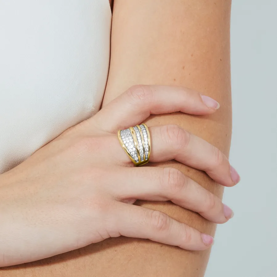 Anillo de Circonita Brillante acabado en oro amarillo de 18k - Hika