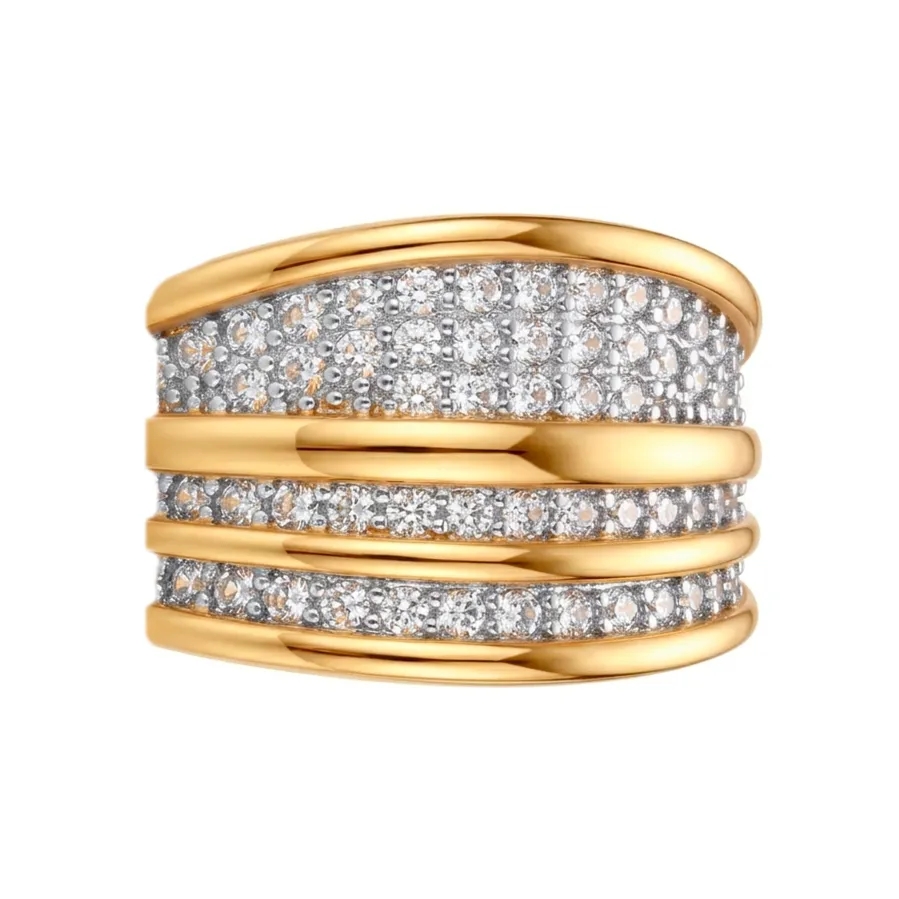 Anillo de Circonita Brillante acabado en oro amarillo de 18k - Hika