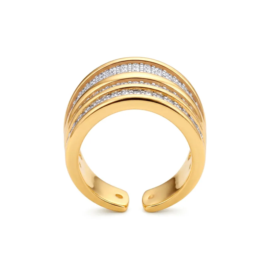 Anillo de Circonita Brillante acabado en oro amarillo de 18k - Hika