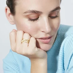 Anillo de Circonita Brillante acabado en oro amarillo de 18k - Meele