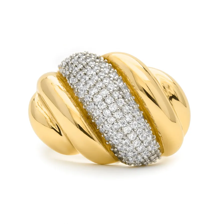 Anillo de Circonita Brillante acabado en oro amarillo 18k - Lyssi