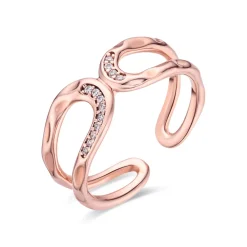 Anillo de Circonita Brillante acabado en oro rosa de 18k - Resim