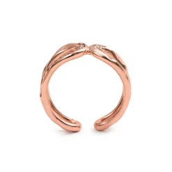 Anillo de Circonita Brillante acabado en oro rosa de 18k - Resim