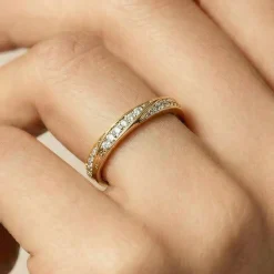 Anillo de Circonita Brillante acabado en oro amarillo de 18k - Frebal