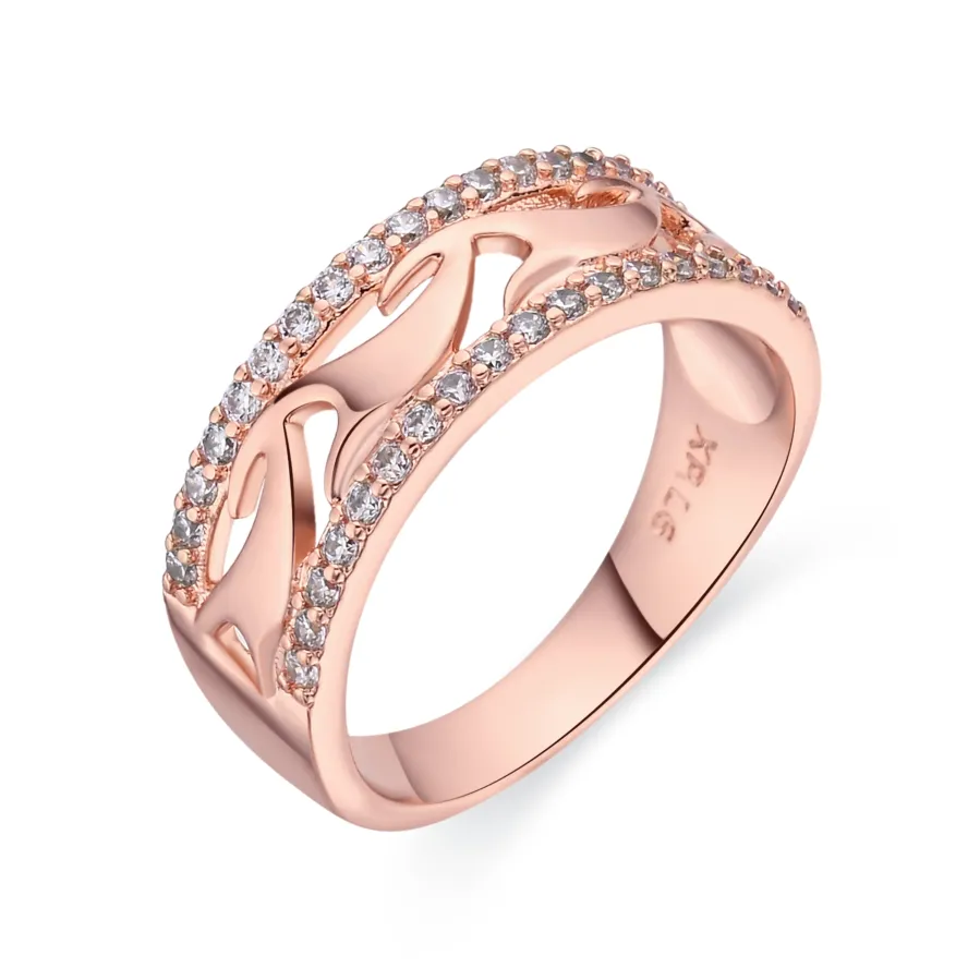 Anillo de Circonita Brillante acabado en oro rosa de 18k - Lakud