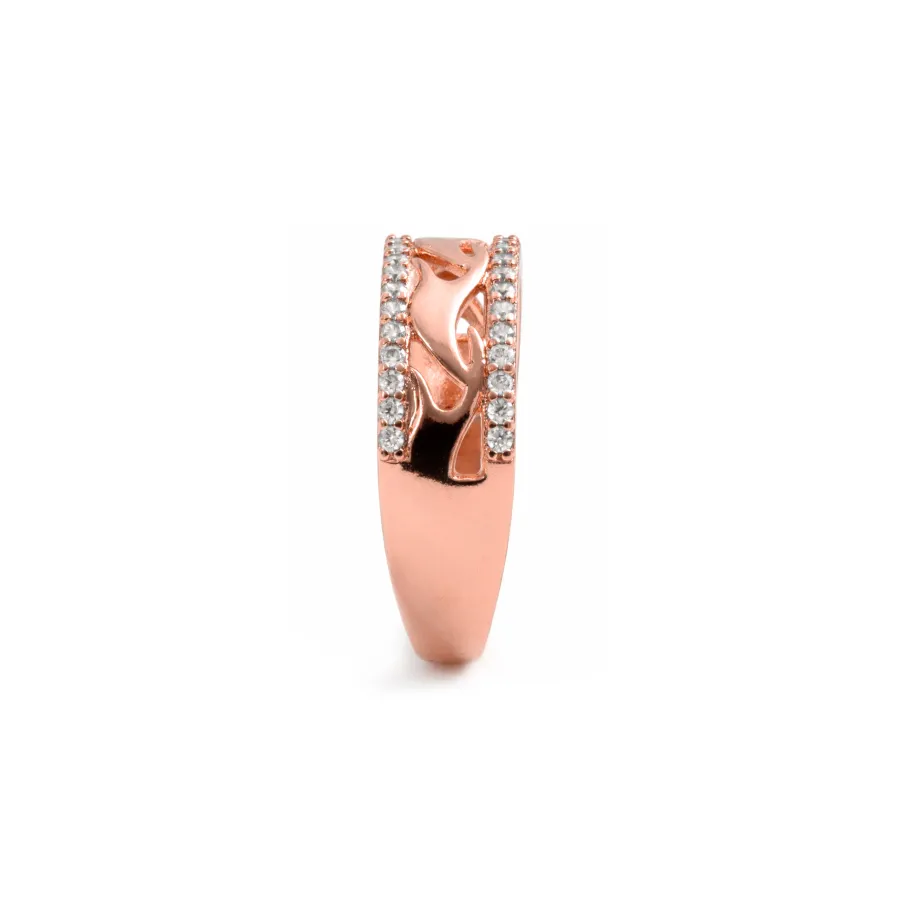 Anillo de Circonita Brillante acabado en oro rosa de 18k - Lakud