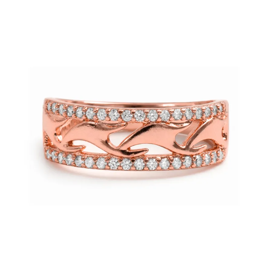 Anillo de Circonita Brillante acabado en oro rosa de 18k - Lakud
