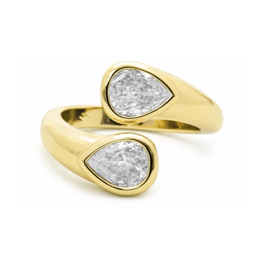 Anillo de Circonita Brillante acabado en oro amarillo de 18k - Zayl