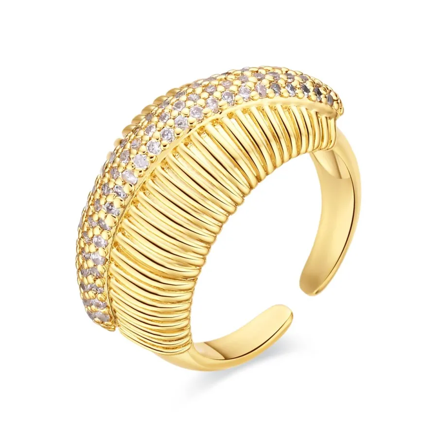 Anillo de Circonita Brillante acabado en oro amarillo de 18k - Gunlib