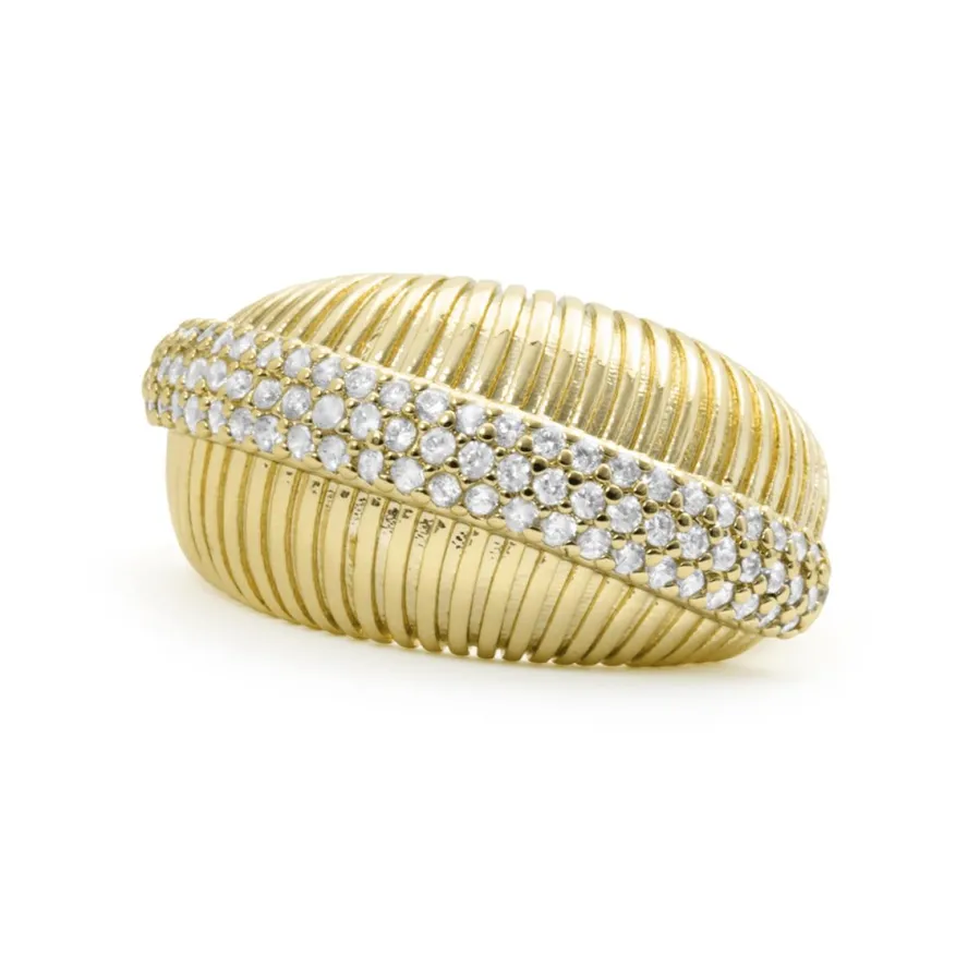 Anillo de Circonita Brillante acabado en oro amarillo de 18k - Gunlib