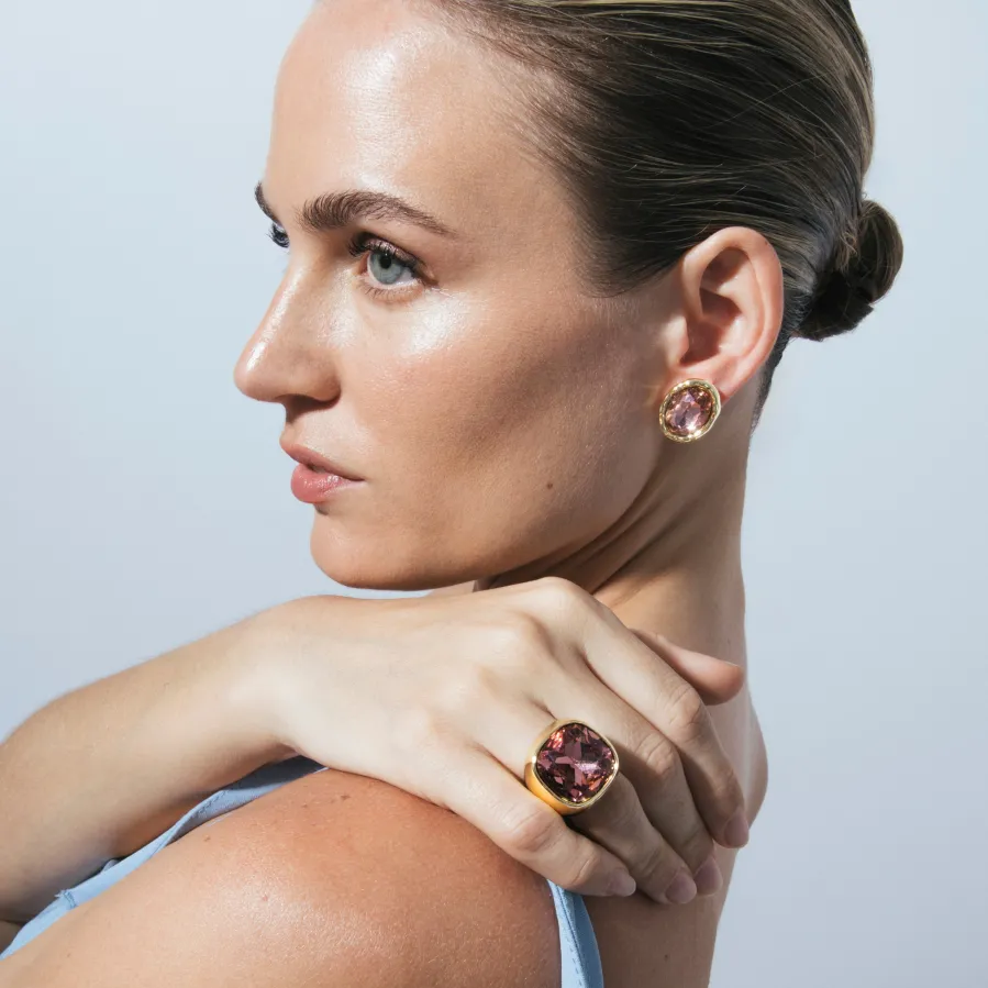 Anillo de Circonita Marrón acabado en oro amarillo 18k - Ashan