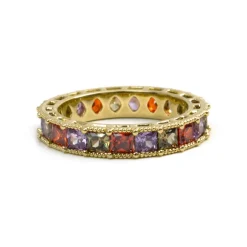 Anillo de Circonita Multicolor acabado en oro amarillo de 18k - Camilko