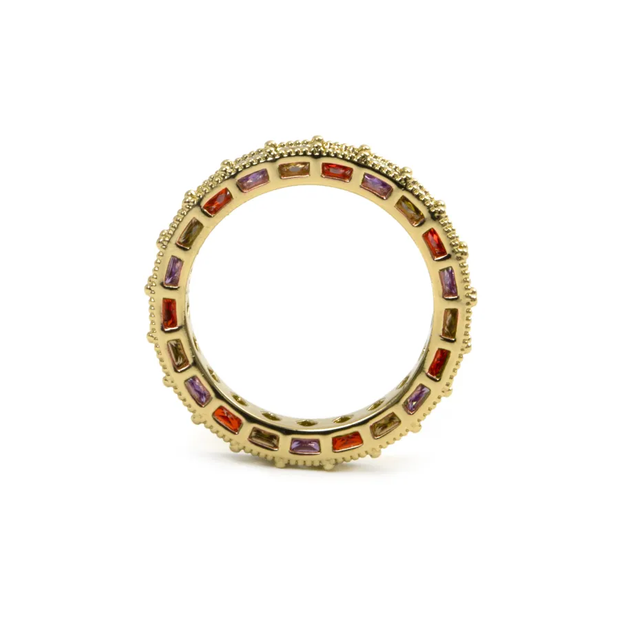 Anillo de Circonita Multicolor acabado en oro amarillo de 18k - Camilko