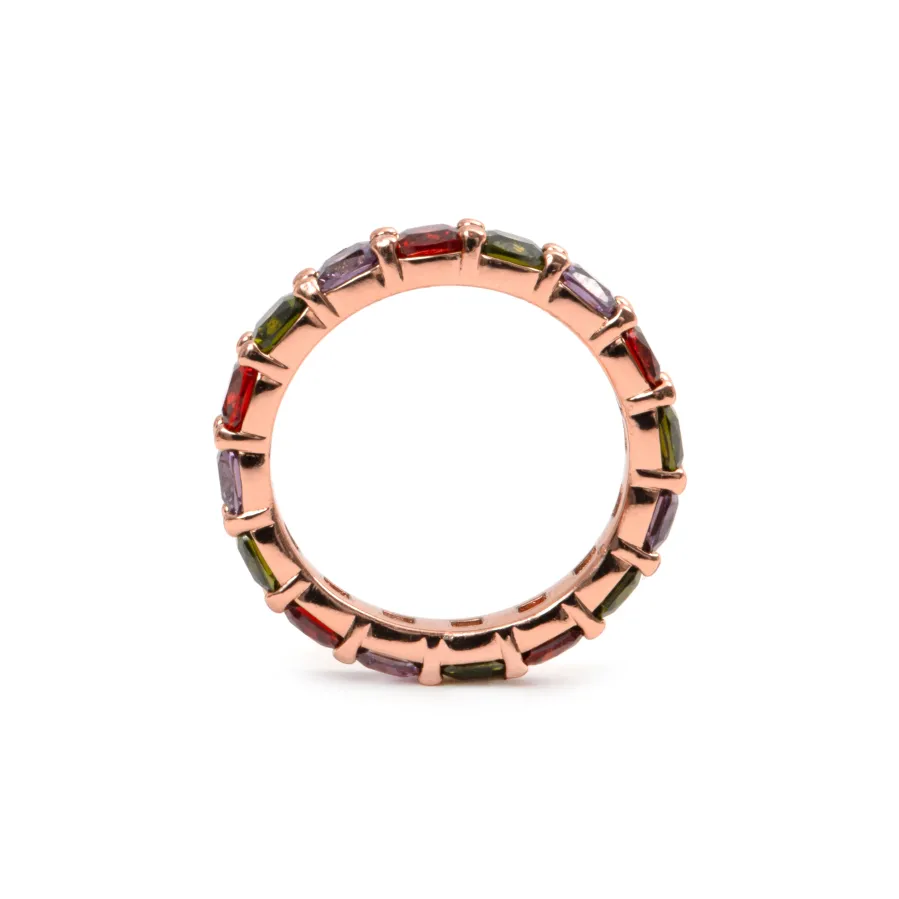 Anillo de Circonita Multicolor acabado en oro rosa de 18k - Lanbyu