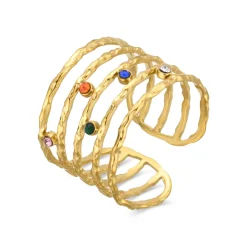 Anillo de Circonita Multicolor acabado en oro amarillo 18k - Copply