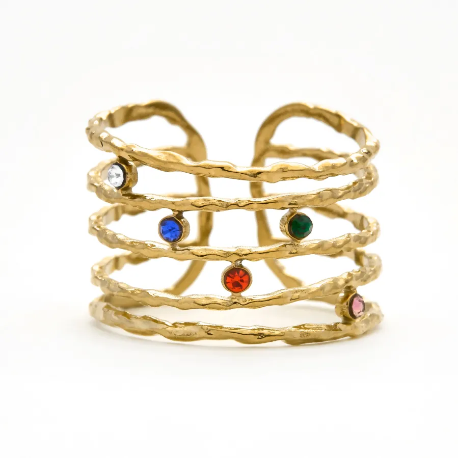 Anillo de Circonita Multicolor acabado en oro amarillo 18k - Copply
