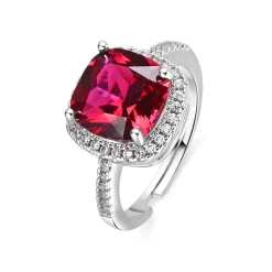 Anillo de Circonita Rubí acabado en rodio - Kada