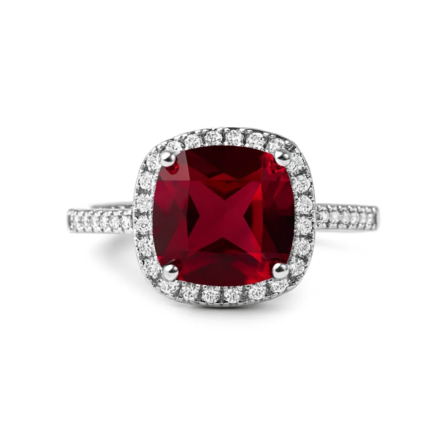 Anillo de Circonita Rubí acabado en rodio - Kada
