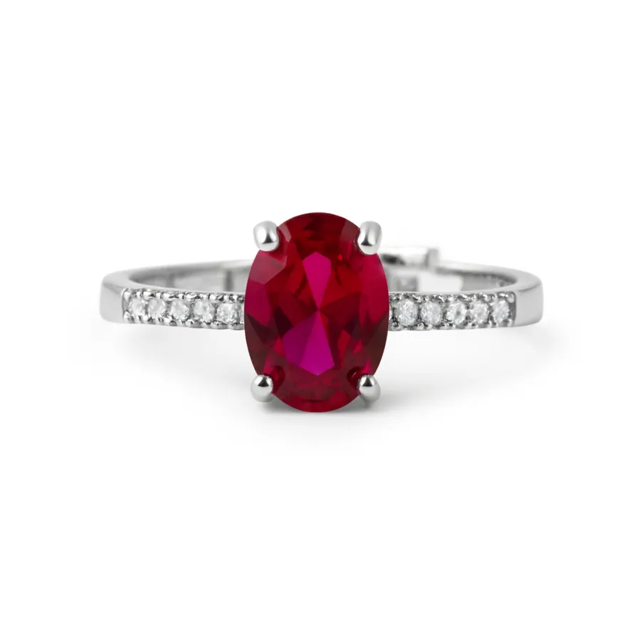 Anillo de Circonita Rubí acabado en rodio - Misze