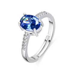 Anillo de Circonita Tanzanita acabado en rodio - Misze