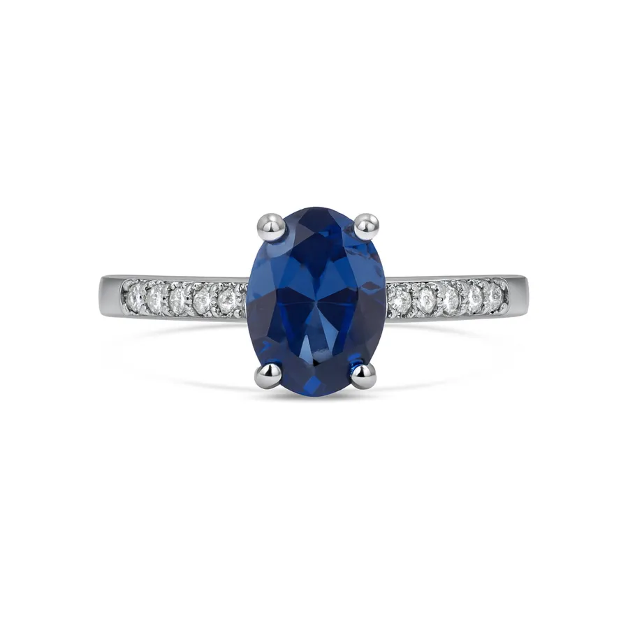 Anillo de Circonita Tanzanita acabado en rodio - Misze