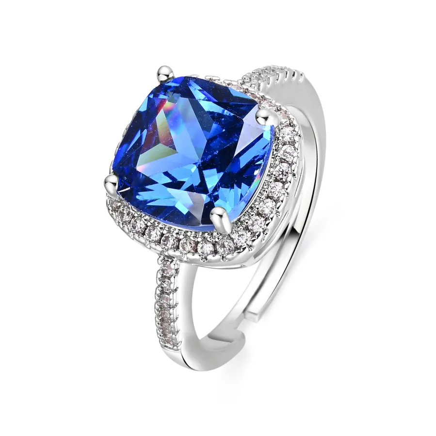 Anillo de Circonita Tanzanita acabado en rodio - Kada