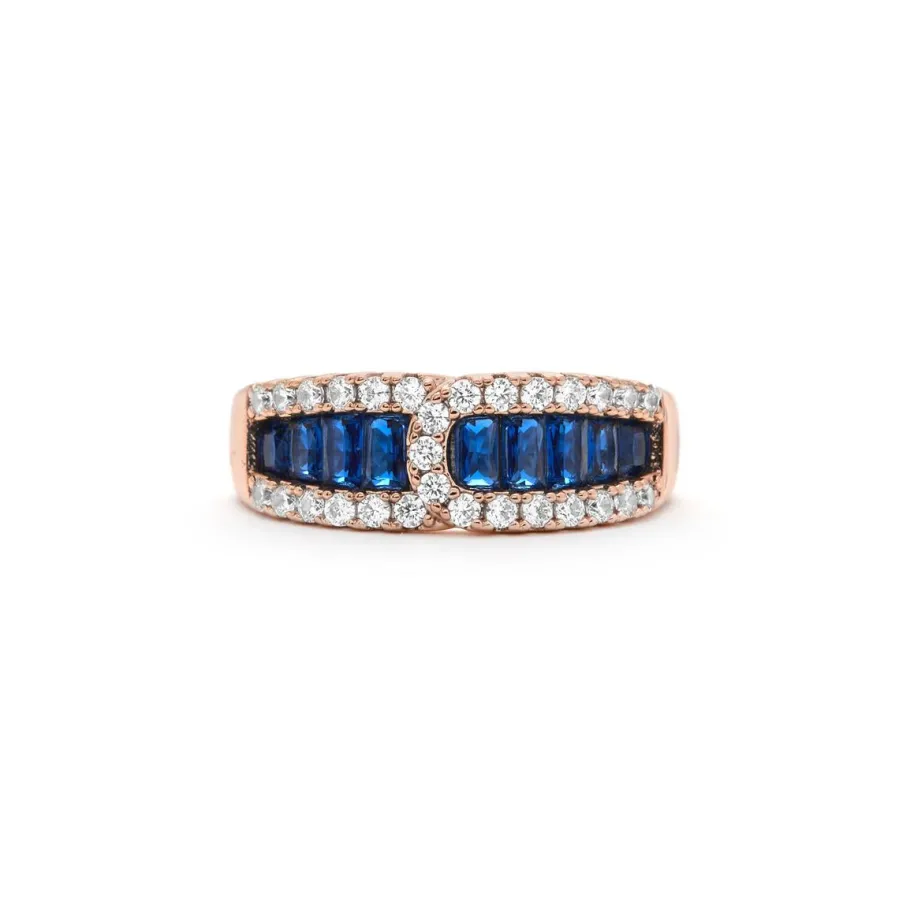 Anillo de Circonita Zafiro acabado en oro amarillo de 18k - Guine