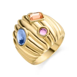 Anillo de Cristal Multicolor acabado en oro amarillo 18K - Wenya