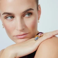 Anillo de Cristal Multicolor acabado en oro amarillo 18K - Longki
