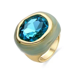 Anillo de Cristal Verde acabado en oro amarillo 18K - Mantis