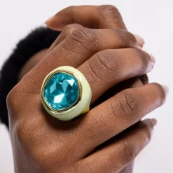 Anillo de Cristal Verde acabado en oro amarillo 18K - Mantis